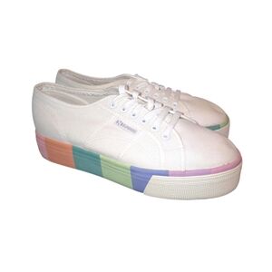 Superga White Sneakers with Multicolor Sole